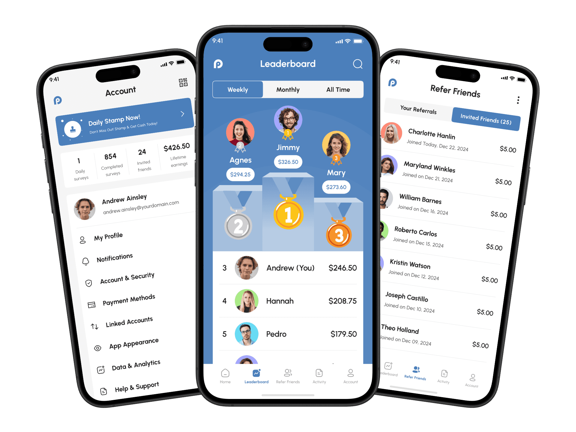 PayPoll screens