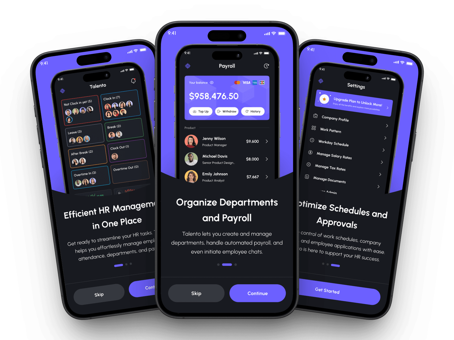 Talento — SaaS app screenshots